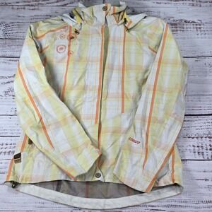 Scott Rain Jacket Kids Size 4-6 Yellow Orange Plaid Excellent Removable Hood